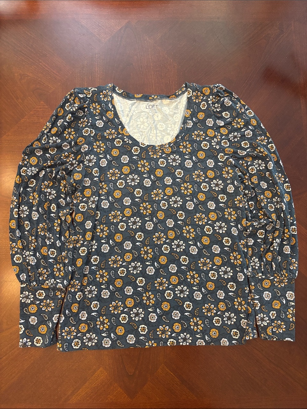 Petite Loft brand long sleeve floral top